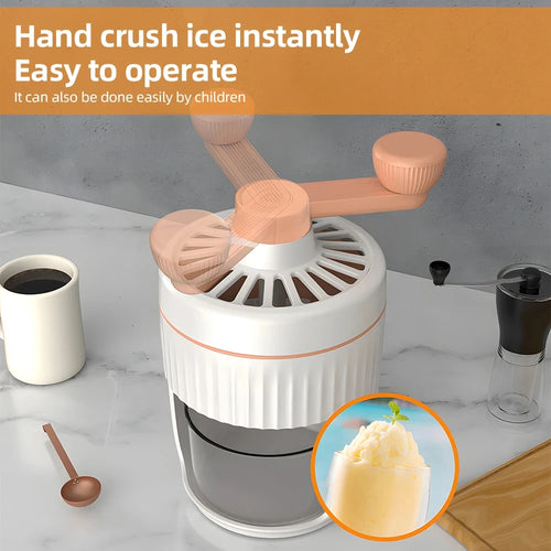 Shaved Ice Machine - Hand Crank Slushie Maker Machine with Ice Cube Tray Portable Snow Cone Machine with Stainless Steel Blades